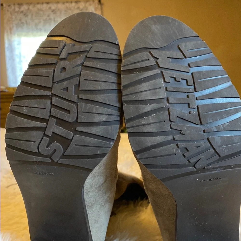 Stuart Weitzman Tieland Over-the-Knee Stretch Suede boots in taupe - Picture 2 of 8